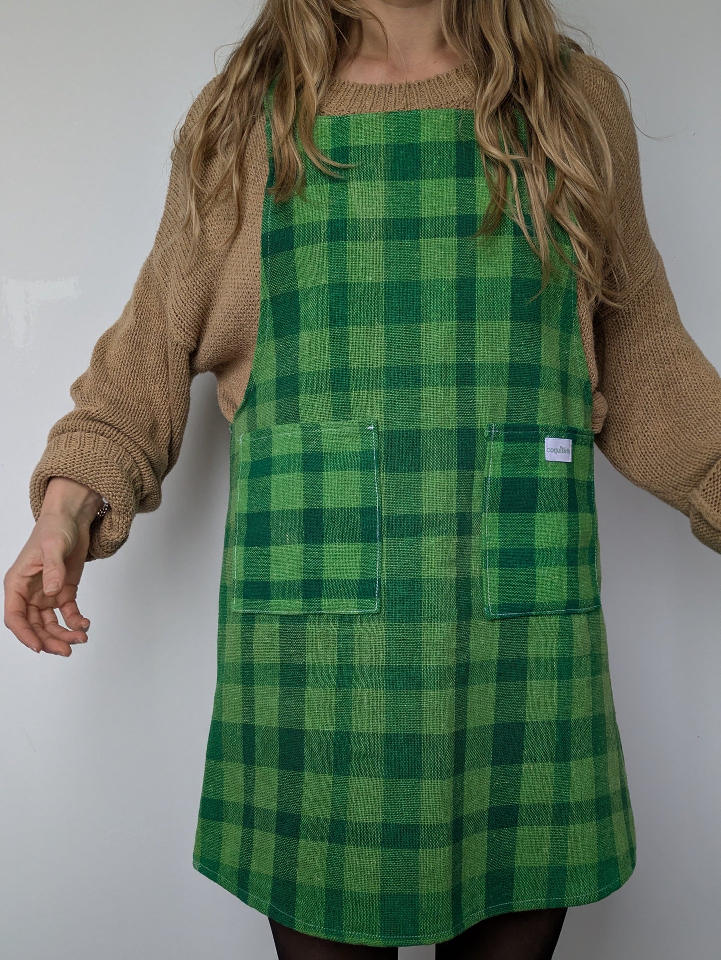 Robe Tablier Vichy Vert T34