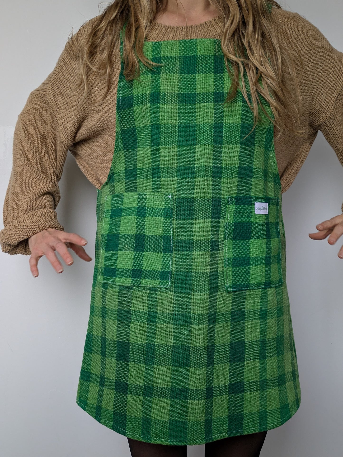 Robe Tablier Vichy Vert T34