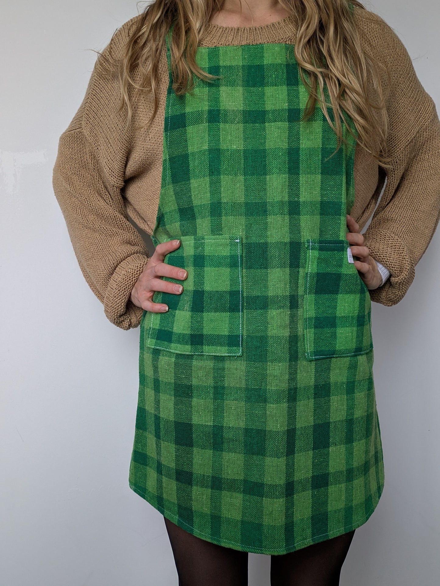 Robe Tablier Vichy Vert T34