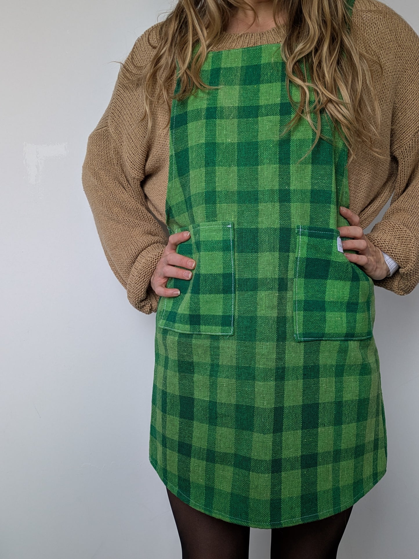 Robe Tablier Vichy Vert T34