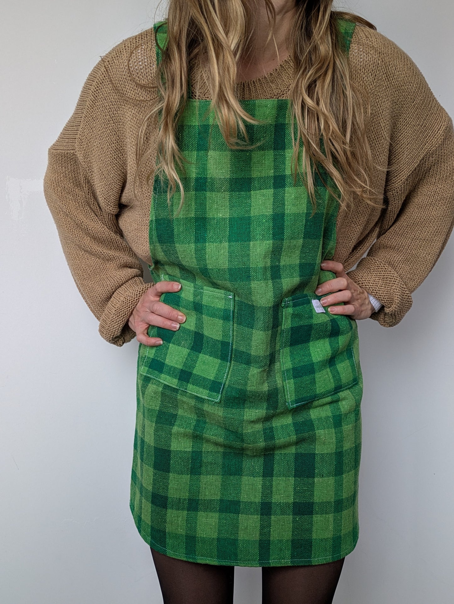 Robe Tablier Vichy Vert T34